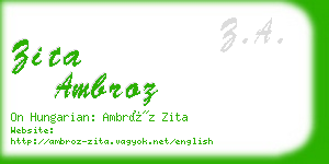 zita ambroz business card